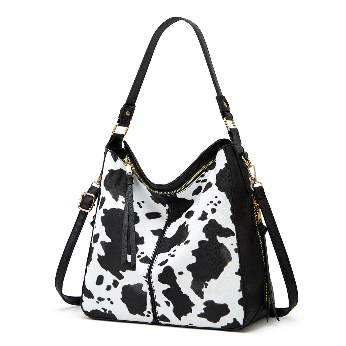 Wholesale PU Cow Pattern Retro Large Capacity Soft Leather Tote Bag Shoulder Diagonal Bag